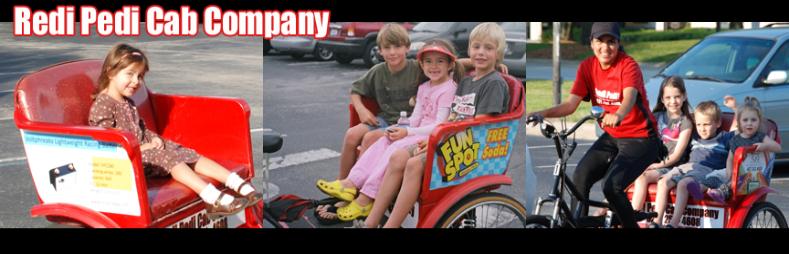 Pedicabs for sale in Orlando, Florida can be used for families and children.