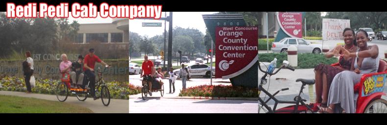 Orange County Convention Center in Orlando, Florida offers pedicabs rides with Redi Pedi Cab Company.